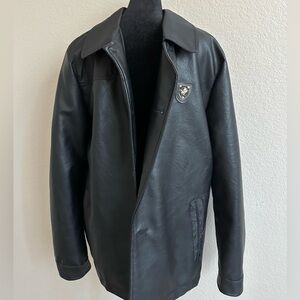 AC Luxury Collection Button Up Made In Italy Jacket Men’s XL Black Leather Feel